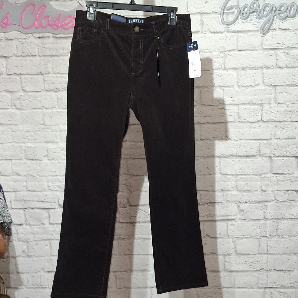 Chaps Dark Brown Corduroy Straight-Leg Pants